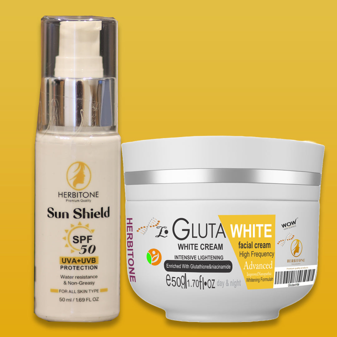 Herbitone Glow & Sun Protection Bundle – Brightening Cream + SPF 50 Sunscreen