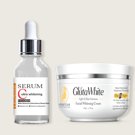 Herbitone Double Glow Combo – Gluta White Cream & Brightening Serum Bundle Pakistan