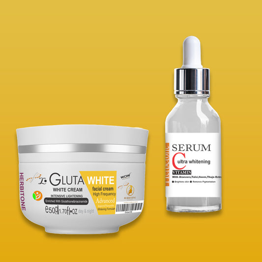 Herbitone Double Glow Combo – Gluta White Cream & Brightening Serum Bundle Pakistan