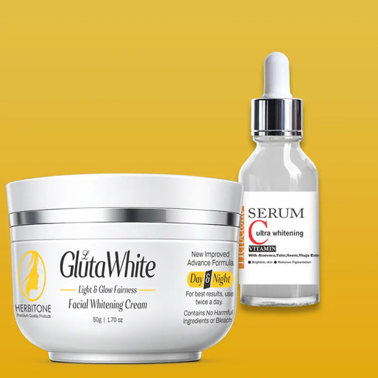 Herbitone Double Glow Combo – Gluta White Cream & Brightening Serum Bundle Pakistan
