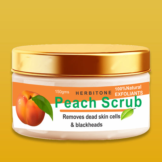 Herbitone Peach Face Scrub – Gentle Exfoliating Scrub for Smooth & Fresh Looking Skin (150g)