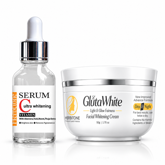 Herbitone Double Glow Combo – Gluta White Cream & Brightening Serum Bundle Pakistan