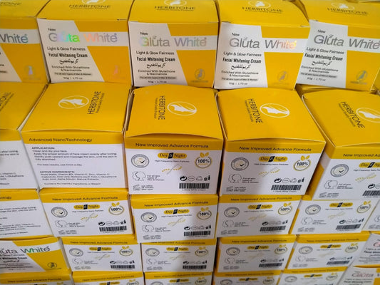 Gluta white skin brightening cream Pakistan herbitone cream jar 50 Gram stocks