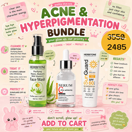 Herbitone Acne & Hyperpigmentation Bundle – Cleanse, Treat & Protect