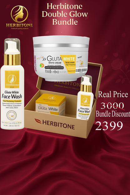 Herbitone skincare bundle gluta cream and face wash combo for glowing skin