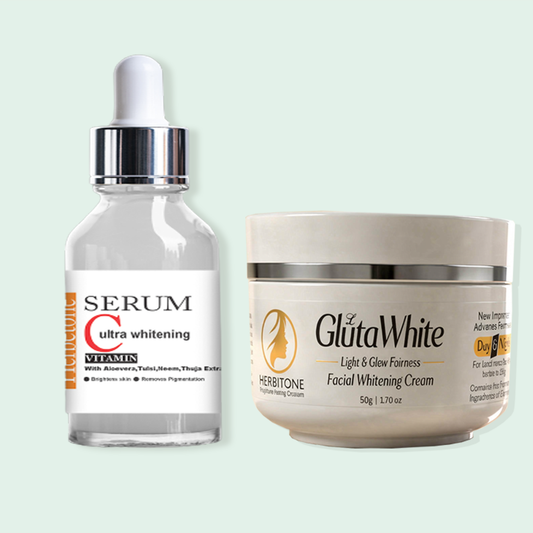 Herbitone Double Glow Combo – Gluta White Cream & Brightening Serum Bundle Pakistan